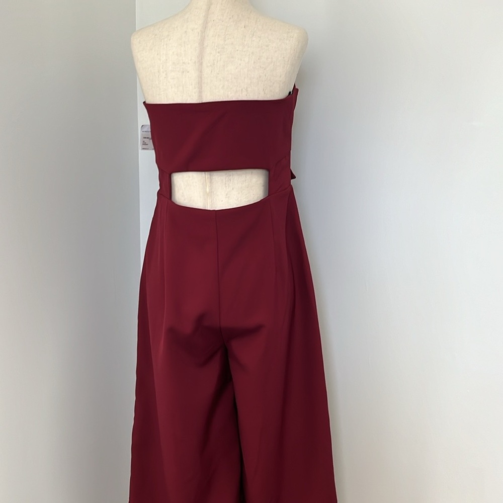 Nordstrom soieblu burgundy jumpsuit. Side zip. twist front, wide leg crop, NWT! - Picture 5 of 10